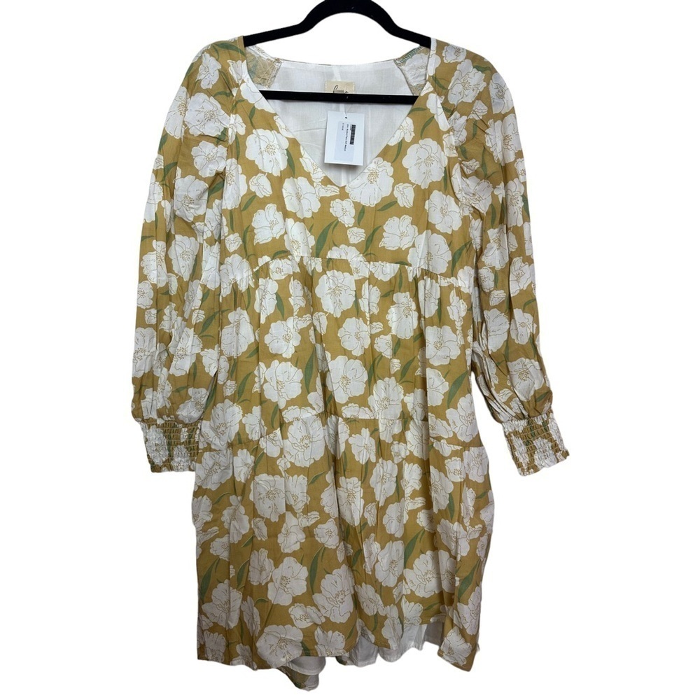 Ran Floral Puff Long Balloon Sleeve Voluminous Baby Doll Mini Short Dress